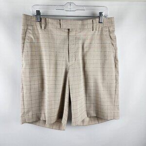 Tiger Woods Collection Shorts Mens 34x9.5 Beige Multi Plaid Golf Shorts